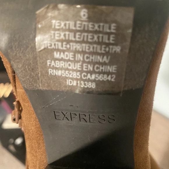 Express Camel Brown Suede Tall Western Style High Riding Boots sz 6 Classic - Picture 5 of 7